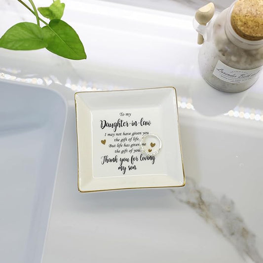 HOME SMILE Ceramic Ring Dish Jewelry Tray for Mom Sister Friends