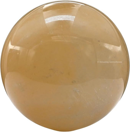Amazing Gemstone Yellow Calcite Crystal Ball with Stand - 1.5 Inches Crystal Sphere Meditation Balls for Witchcraft and Decorative Balls