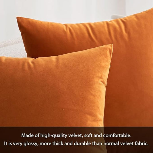 MIULEE Velvet Throw Pillow Covers 12x20 Inch, Pack of 2 - Orange, Soft Solid Lumbar Decorative Pillow Covers Modern Luxury Home Decor for Chair Couch Sofa Bedroom Livingroom