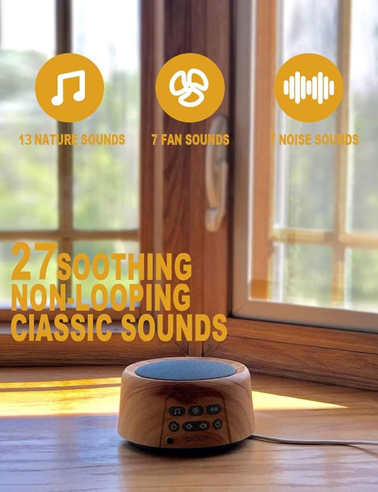 Douni Sleep Sound Machine - White Noise Machine with 27 Soothing Sounds for Sleeping & Relaxation, Timer Settings,Sleep Therapy for Families, Home,Office,Travel.Wood Grain