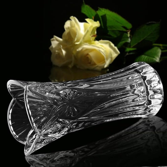 CS Crystal Vase 12-inch high, Cabbage Design, for Flowers & Decor. Lovely Nice Shiny Piece. Perfect as a Gift, Suitable for All Occasions