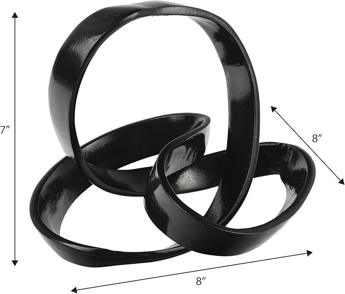 JONATHAN Y DEC1000E Chamberlain 7" Aluminum Abstract Knot Decorative Sculpture Home Decor for Office, Bedroom, Living Room, Shelves & Coffee Tables, Black