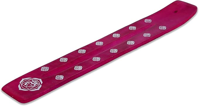 Bless-International Traditional-Handmade-Burner Wooden-Incense-Stick-Holder Ash-Catcher-Stand for-Aromatherapy-Meditation-Yoga (Heart Pink) 10 Inches, Pack of 2