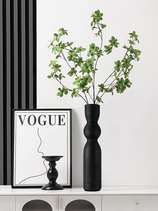 Tall Black Vase 15 Inch Tall Skinny Vases, Handmade Ceramic Flower Vase Modern Minimalist Style Decor for Living Room, Home, Office, Centerpiece,Table and Wedding Party - Black