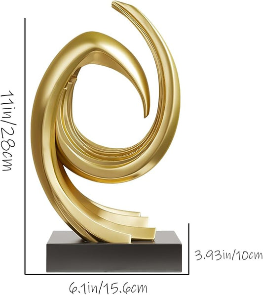 Golden Wave Resin Origami Statue Modern Abstract Home Decoration Emphasizes Abstract Office Desk Carving Table Family Bedroom Living Room Garden Office Golden Stripe Decoration (C)