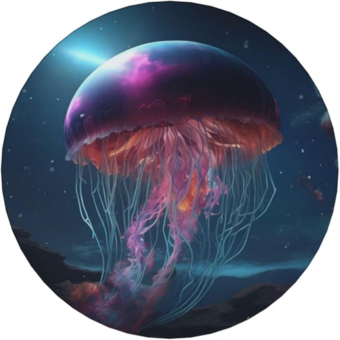 6 Pcs Ceramic Coasters with Holder Absorbent Drink Round Fantasy Mountains Galaxy Gellyfish Design for Home Table Coffee Cup Wine Beer Bar,Size 4.4 inches