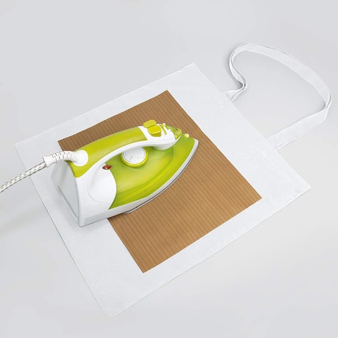 NPBAG 5 Pack 15'' X 16'' White Cotton Tote Bags, Lightweight Blank Bulk Cloth bags with 1pc of PTFE Teflon Sheet