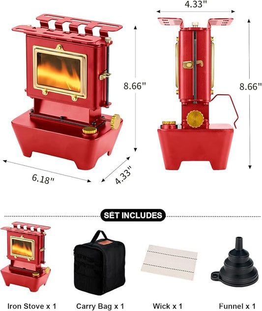 Camping Oil Lantern,Oil Lamp with Cooker Stove,Fuel Lamp for Outdoor,Portable Oil Lamp,Portable and Convenient for Heating and Cooking (Red)