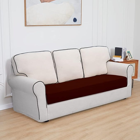 Easy-Going 100% Waterproof Oversized Sofa Seat Cushion Slipcovers Couch Cushion Cover Stretch Furniture Protector for Kids, Pets (Oversized Sofa Cushion, Wine)