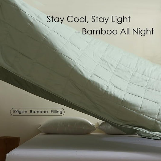 EP Mode Lightweight Quilt Blanket for Summer, Viscose from Bamboo Fabric & Filling, Natural, Breathable & Machine Washable- Sage Green, King