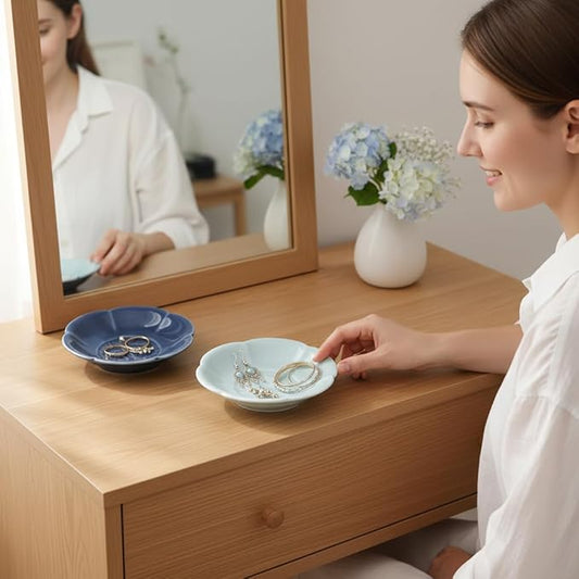 Cloud Ceramic Trinket Dish, 4.1 Inch Small Jewelry Tray with Auspicious Cloud Motifs (Symbolizing Good Fortune), Decorative Jewelry Holder for Vanity & Nightstand, Gift Packaging for Culture Lovers
