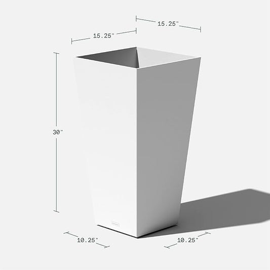 Veradek V-Resin Indoor/Outdoor Taper Planter, Set of 2 (30 inch, White)