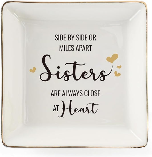 HOME SMILE Ceramic Ring Dish Jewelry Tray for Mom Sister Friends