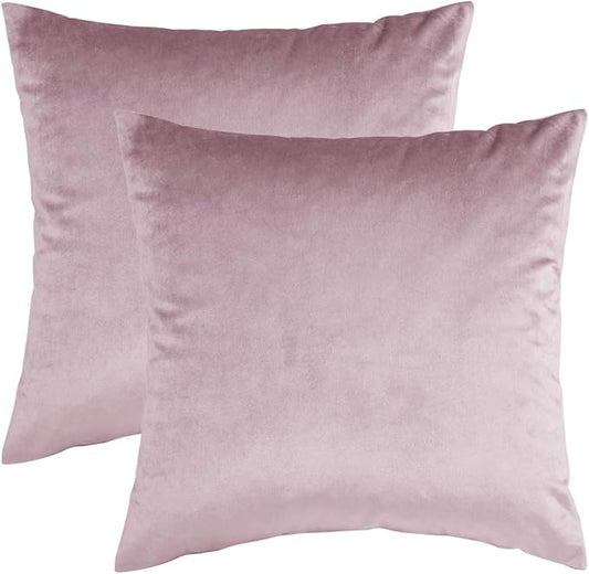 GIGIZAZA Decorative Couch Throw Pillow Cover,Set of 2 18x18 Sweet Lilac Pillow Covers,Square Sofa Velvet Throw Cushions
