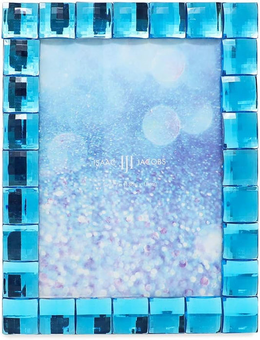Isaac Jacobs Decorative Sparkling Turquoise Jewel Picture Frame, Photo Display & Home Décor (5x7, Turquoise)