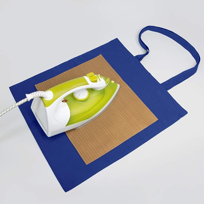 NPBAG 15 Pack 15'' X 16'' Blue Cotton Tote Bags, Lightweight Blank Bulk Cloth bags with 1pc of PTFE Teflon Sheet