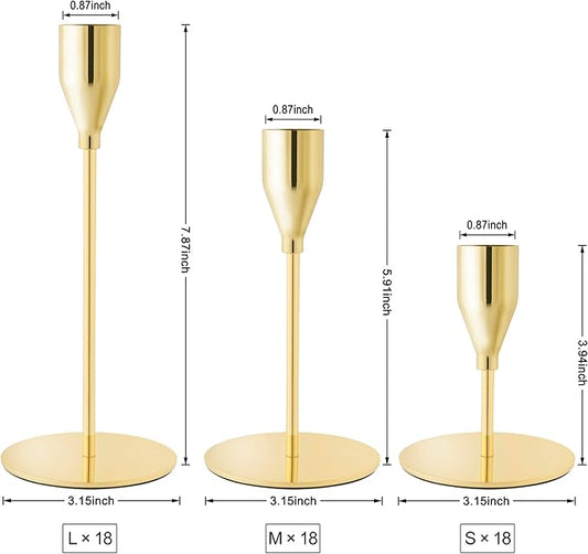 Taper Candle Holders,Tall Metal Candlestick Holders,Gold,Set of 54,Three Heights,Candle Stick Holder for Wedding Centerpiece Decoration,Dinning,Festival,Party or Home Decor