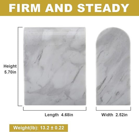 Koville Greek Natural Marble Bookends for Shelves, Book Ends for Heavy Books, 13LBS Ultra Heavy Duty Book Holders, Triumphal Arch Bookends Office Bookshelf Decor for CDs/Video Games(Volakas)