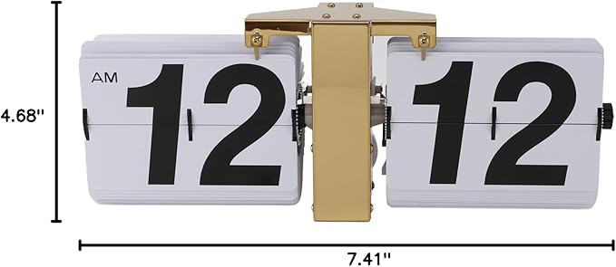 Retro Flip Down Clock,Automatic Digital Clock Auto Pager Turning Clock Creative Desk Deco,Flip Clock for Home Office Digital Mechanical Desk Clock WTh Internal Gear (Gold)