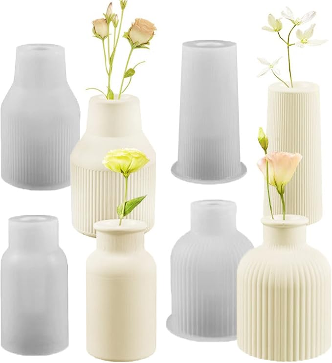 Concrete Art Vase Silicone Mold Rattan Bottle Succulent Planter Flower Pot Cement Clay Mould Plaster Epoxy Resin Pen Holder Mould