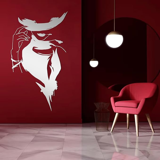 YDONVTI Elegant Lady Metal Wall Decor, Modern Woman Face Metal Wall Decor, Minimalist Female Line Wall Art, Modern Line Art for Bathroom Living Room Bathroom Office (White, 48"x27"/121x69cm)