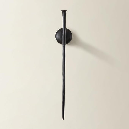 Z Gallerie One Piece Aspar Wall Sconce Long Candle Holder in Black Finish, Retro Chic Wall Decor for Living Room,Vintage Candle Wall Sconce with Timeless Appeal(Candles not Included)