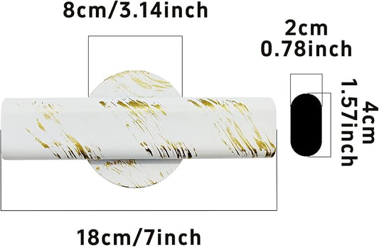 7" Wall-Mounted Flower Tube, Top/Bottom Open Vase Tube, Wall Metal Flower Tube Decoration Holder for Flower Display with Sticker, 2pcs(White Gold)