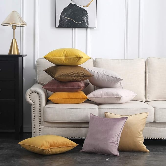 MIULEE Pack of 2 Decorative Velvet Throw Pillow Cover Soft Pillowcase Solid Square Cushion Case for Sofa Bedroom Car 20x20 Inch 50x50 Cm Jam