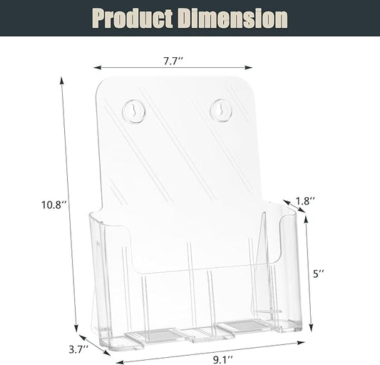 Acrylic Brochure Holder 8.5x11 Inches Slant Back Design, Clear Display Stand, Plastic Table Stand Sign Holder,Pamphlet Holder Flyer Holder, Acrylic Display Stand, Acrylic Table Signs Plastic Paper Holder for Office, Home, Store, 4 Pack