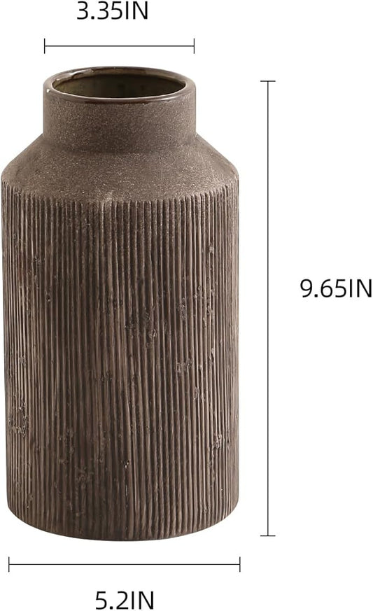 Rustic Vases for Home Decor. Ceramic Vase for Dining Table Decor. Terracotta Decorative Vase 9.7IN. ZSHLXM
