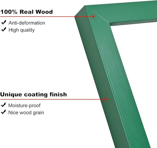 KINLINK 5x7 Picture Frame Green, Solid Wood Frames with Acrylic Plexiglass for 3.5x5/4x6 with Mat or 5x7 without Mat, Tabletop and Wall Display Photo Frame, Set of 4