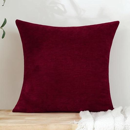 Jeneoo Santa Red Decorative Throw Pillow Covers Soft Chenille Comfy Square Couch Cushion Cases for Living Room Sofa Decor (Set of 1, 24 x 24 Inches)