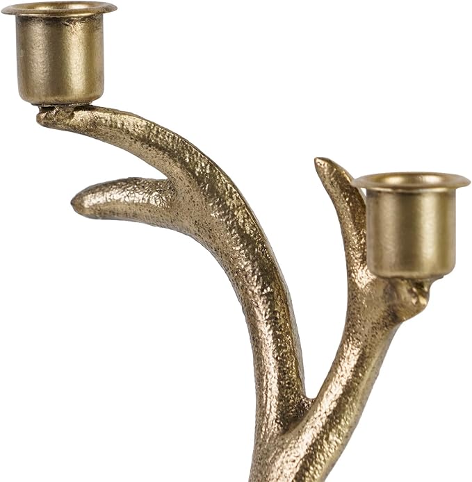 NIKKY HOME Gold Candelabra Candle Holders Centerpieces for Tables, 3 Arm Vintage Metal Taper Candlesticks Holder Fireplace Mantle Decor