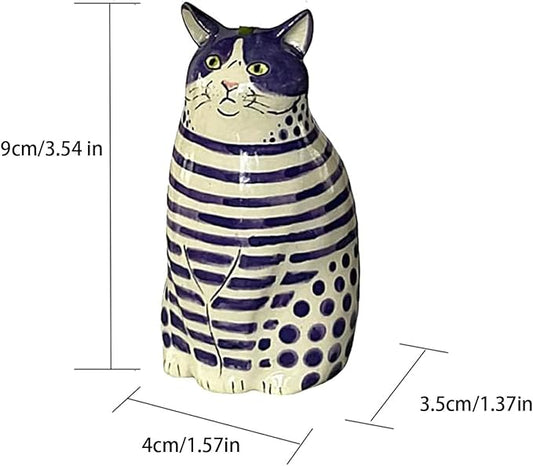 Adorable Polka Dot Cat Flower Vase Bud - A Unique Handmade Piece Perfect for Cat Lovers - Functional and Whimsical Decor for Home and Office