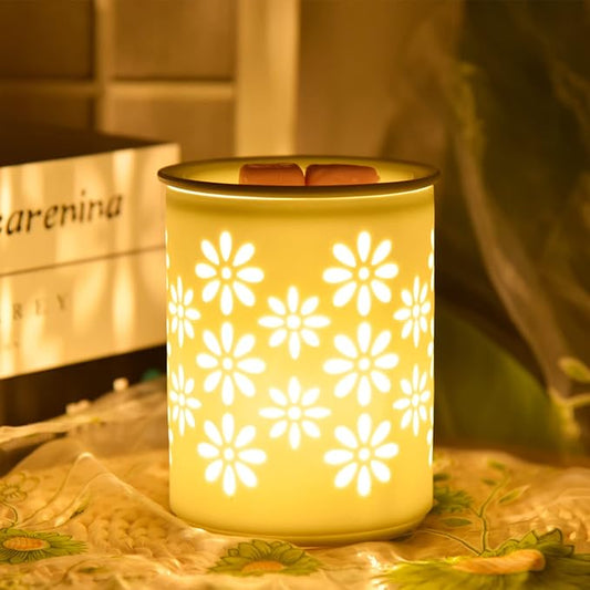 Dicimi Ceramic Electric Wax Melt Warmer with Timer for Home Office Bedroom Living Room Gifts & Decor (Petal)