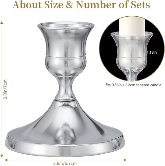 Candlestick Holders Taper Candle Holders, 6PCS Silver Candle Holder Set for Table Centerpiece, Vintage Candle Stand for Table Centerpieces, Home Decor,Weddings,Festival and Parties (6, Silver)