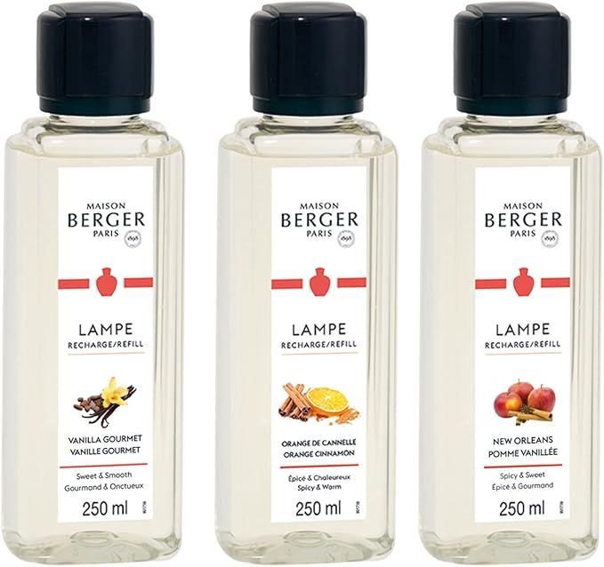 MAISON BERGER Lampe Berger Fragrance Trio Refill for Home Fragrance Oil Diffuser - 3 x 8.45 Fluid Ounces - 3x250 milliliters (Trio Warm)