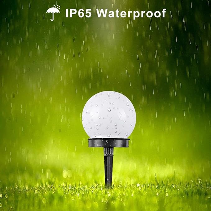 4pcs Solar Sphere Lights Outdoor, White Glow LED Lawn Pathway Lights, Weatherproof Solar Powered Landscape Lighting for Garden Yard