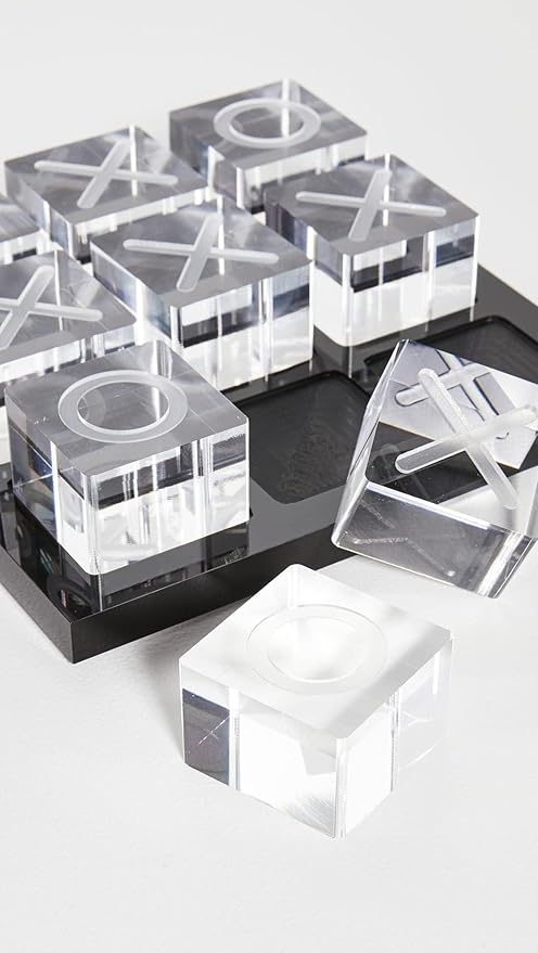 Modern Tic Tac Toe for Home Decoration Acrylic XO with Black Base Decorative Tic Tac Toe Table Top Decoration Coffee Table Decor X/O Board (Clear XO, Black Base)