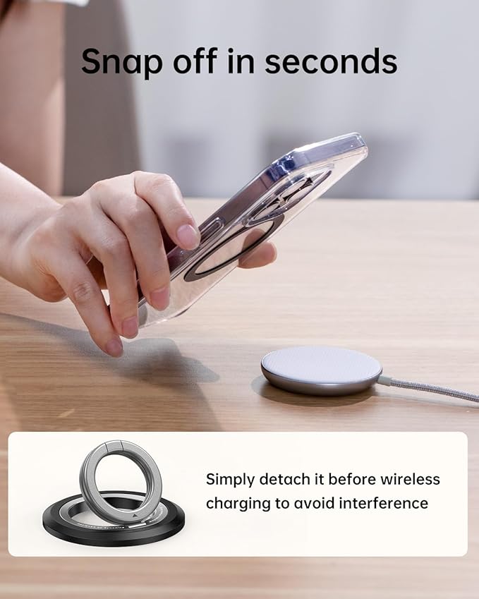 SYNCWIRE for MagSafe Phone Grip, 360° Rotation Magnetic Cell Phone Grip Magnetic Ring Holder Kickstand Mag Safe Ring Stand Compatible with iPhone 17 16 15 14 13 12 Pro Max MagSafe Accessories Android