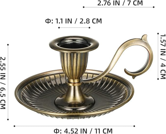 Healifty Candle Holder Candlestick Holder: Taper Candle Holders for Christmas Decor, Vintage Bronze Candlestick Holder with Handle, Candle Stand Chamberstick Handheld for Party Wedding Decor