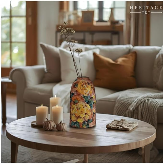 Heritage T&T Handmade Mosaic Ceramic Vase – Flower Design – 40 cm (15.7 in) – Home Décor Mosaic Collection – Bat Trang Vietnam