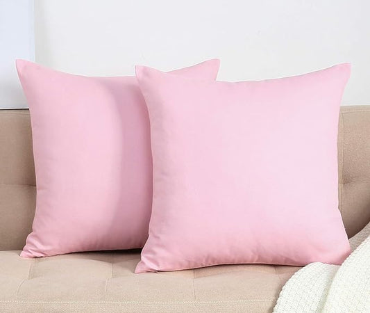 TangDepot Handmade Decorative Solid 100% Cotton Canvas Throw Pillow Covers/Pillow Shams, (18"x18", Salmon Pink)