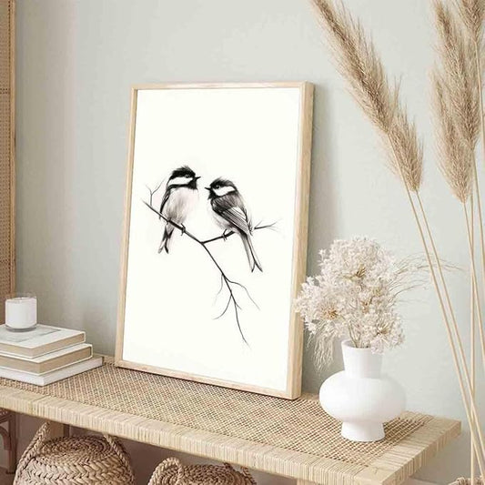 Bird Sketch Wall Art Minimalist Animal Print Vintage Bird Prints Pencil Drawing Wall Art Minimalist Birds Canvas Animal Sketch Prints Black And White Birds Picture Neutral Room Decor 16x24inch No Frame