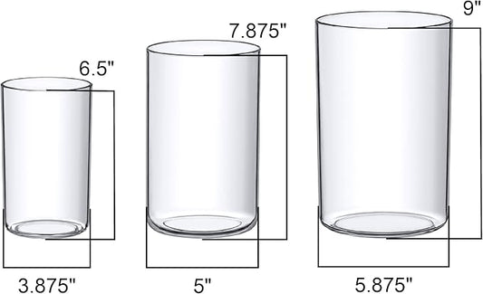 Amazing Abby Plastic Cylindrical Vases - 3-Piece Set, 6" + 8" + 9" (H)