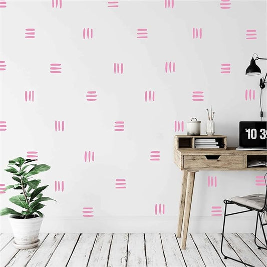 120pcs Modern Line Wall Stickers Boho Nursery Kids Living Room Scandinavian Home Décor Self-Adhesive Murals Vinyo DIY Gift YT5037 (Light Pink)