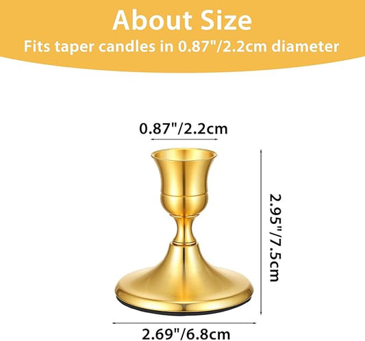 12 Pcs Gold Brass Taper Candle Holders Vintage Metal Candlestick Holders Set for Wedding Table Centerpiece, Christmas Mantel, and Home Decor