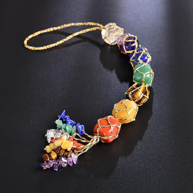 Handmade Hanging Ornaments Colorful Thread 7 Chakra Stones for Home Decoration Feng Shui Ornament