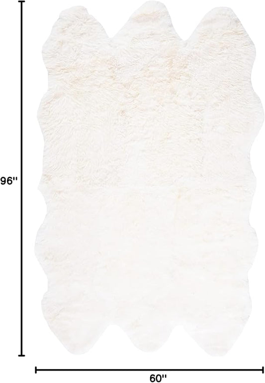SAFAVIEH Sheep Skin Collection Area Rug - 5' x 8', Natural & White, Handmade Rustic Glam Genuine Pelt, 3.4-inch Thick Ideal for High Traffic Areas in Living Room, Bedroom (SHS211A)