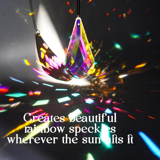120mm/4.7in Crystal Suncatcher Prism Window Hanging Ornament Rainbow Glass Prism Sun Catcher Decor for Home Garden(AB Colors)